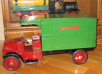 antique toy appraisals buddy l toy trucks cars airplane tin bus buddy l dump truck sturditoy fire toys bus toys, old toys, rare buddy l toys, moving van keystone toys
