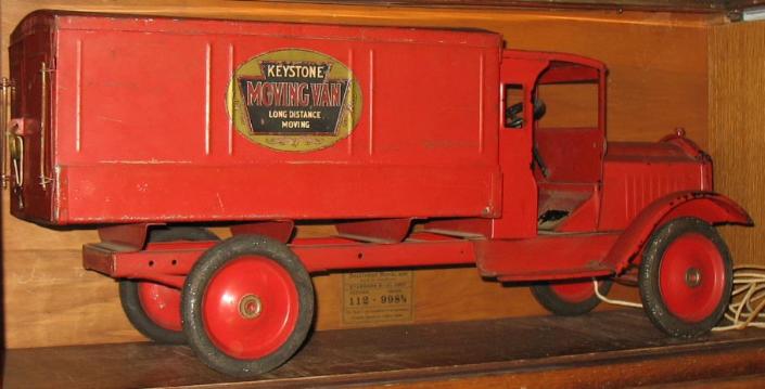 keystone moving van only 2 known buddy l toy truck cars trains toy dump truck pressed steel toys ice coal